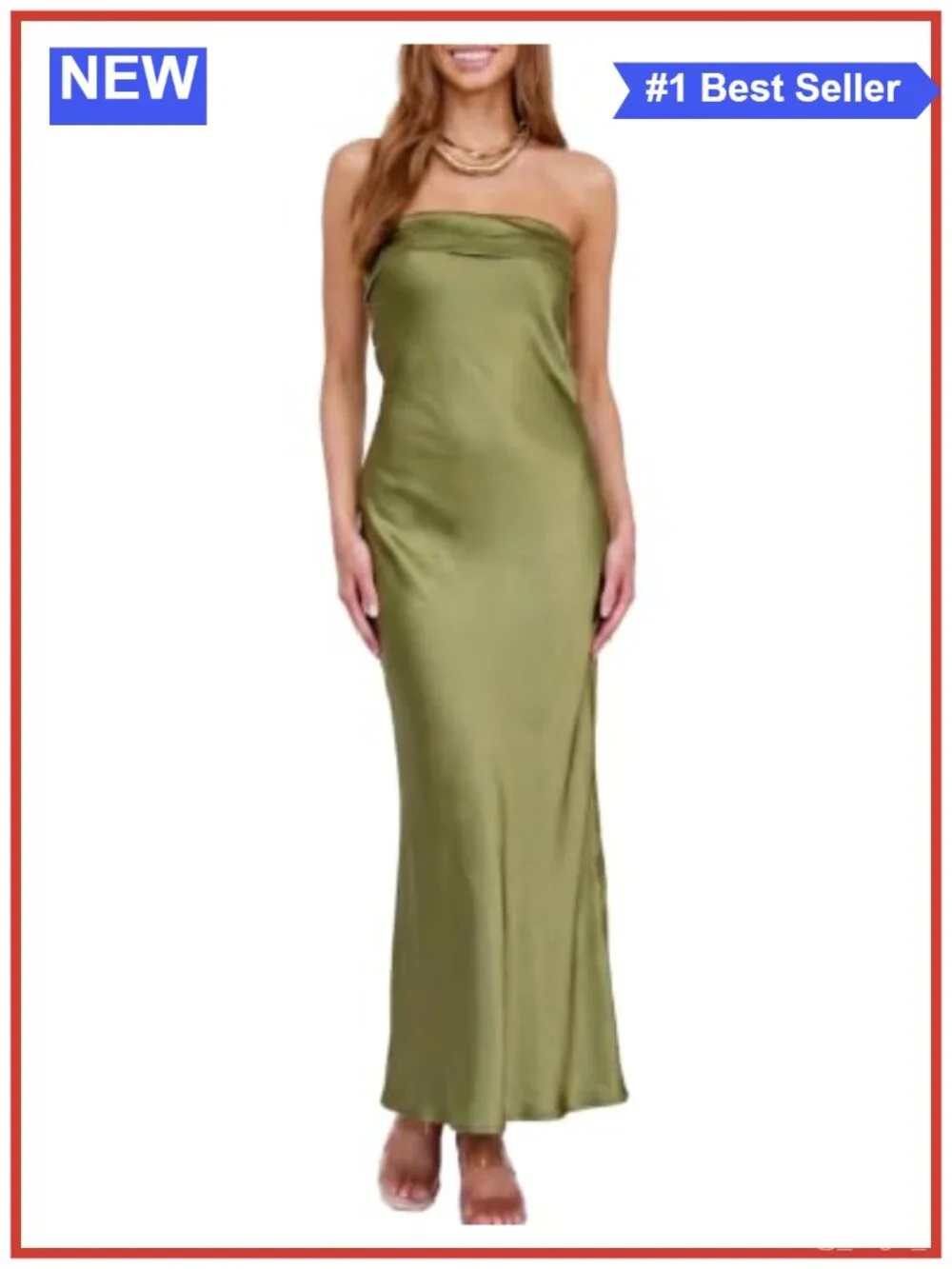Strapless Backless Satin Maxi Dress, Formal Wedding Guest Dress